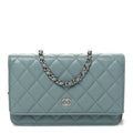 Caviar Quilted Wallet on Chain WOC Blue