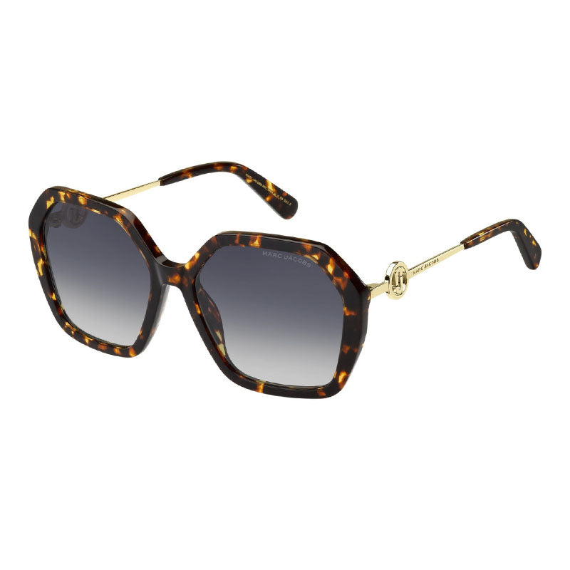Marc Jacobs Sunglasses Geometric Full Rim, Black/Gold Frame and Dark Grey Gradient Lens MARC689/S08079O