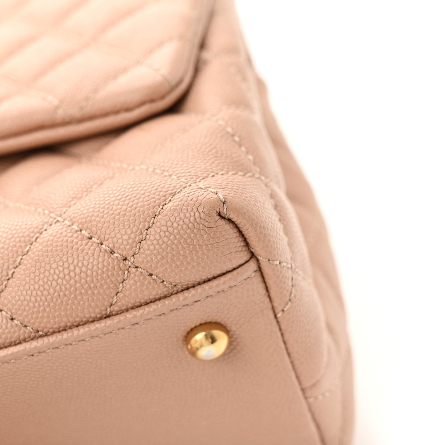 Caviar Lizard Quilted Small Coco Handle Flap Beige