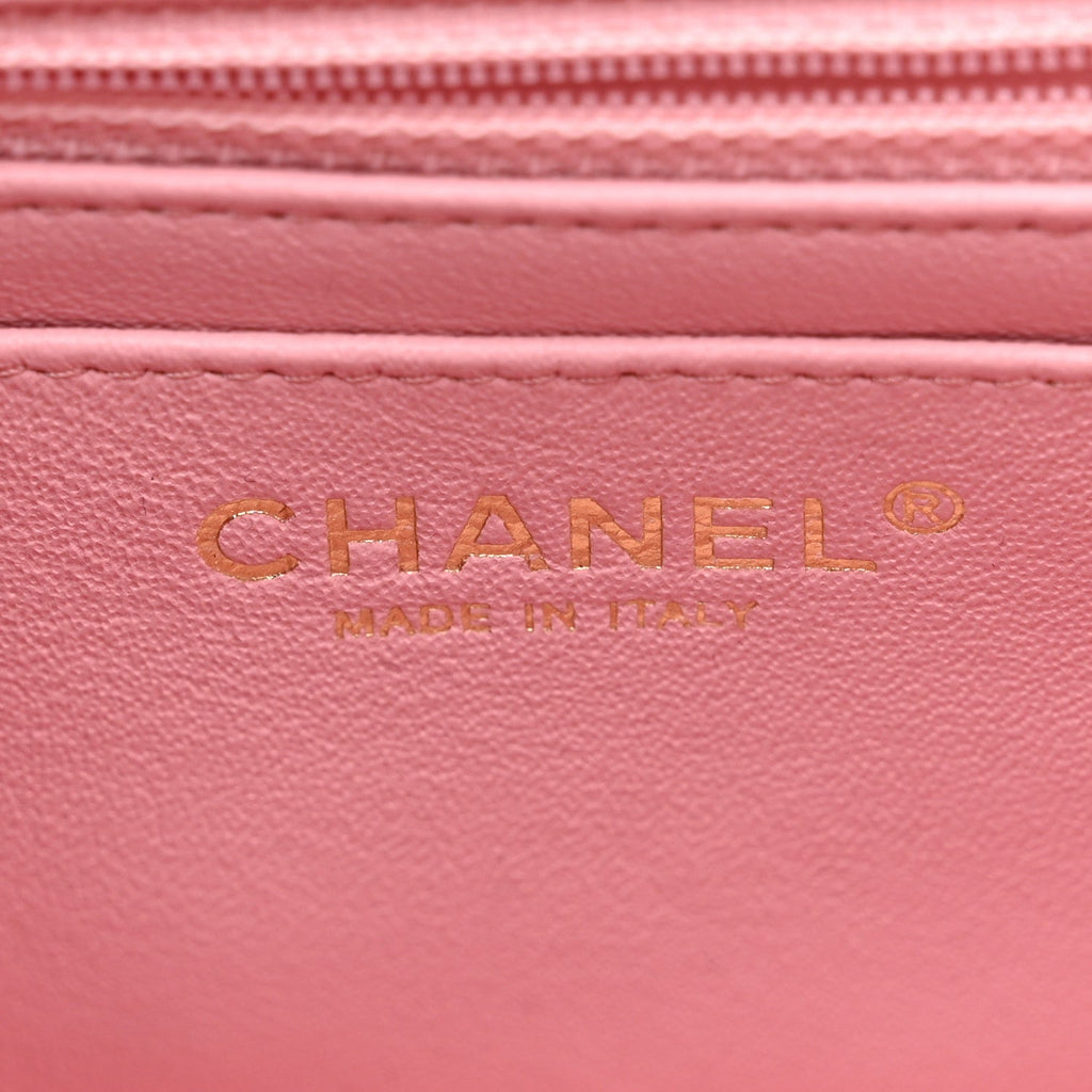 Lambskin Quilted Mini Rectangular Flap Pink