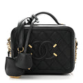 Caviar Quilted Small CC Filigree Vanity Case Black