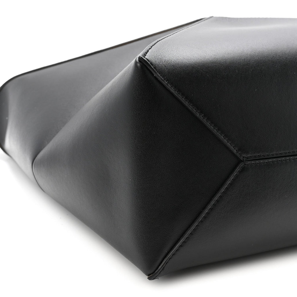 Shiny Calfskin Medium Puzzle Fold Tote Black