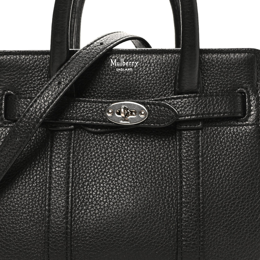 Small Classic Grain Micro Bayswater Zip Tote Black