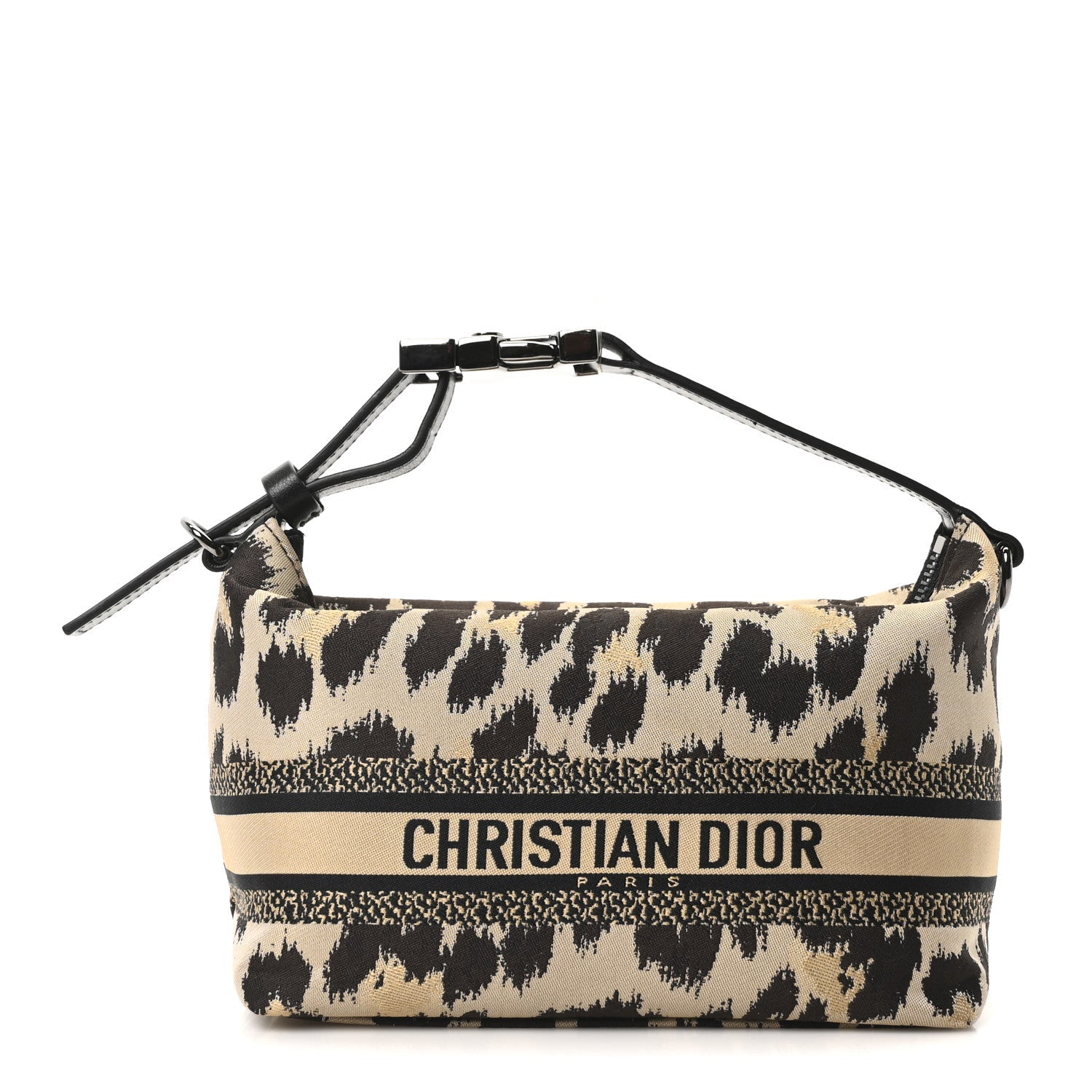 Canvas Mizza Embroidered Leopard DiorTravel Nomad Pouch Beige