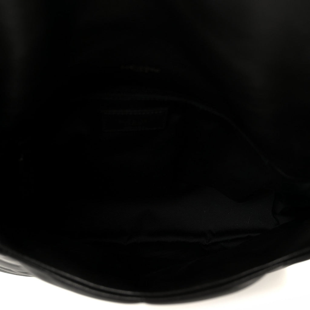 Lambskin Quilted Monogram Monochrome Medium Loulou Puffer Chain Satchel Black