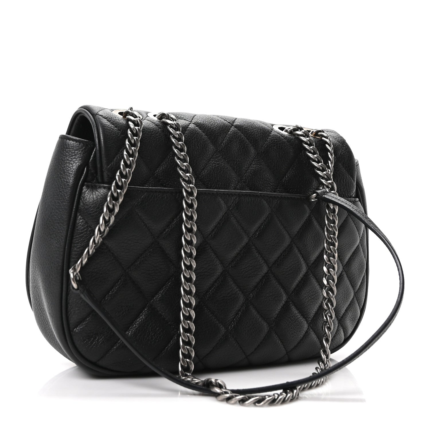 Calfskin Quilted Casual Pocket Messenger Flap Black