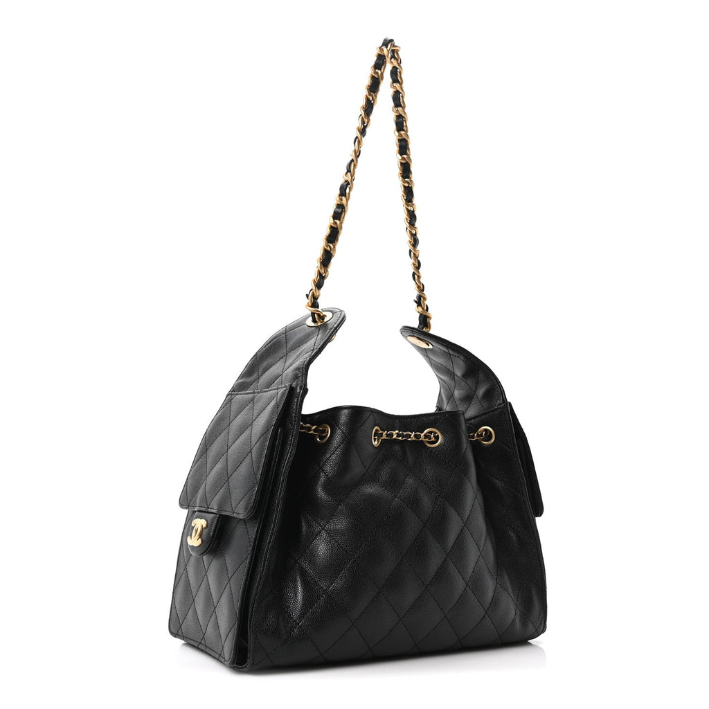 Caviar Quilted Small Chanel 25 Handbag Black Black