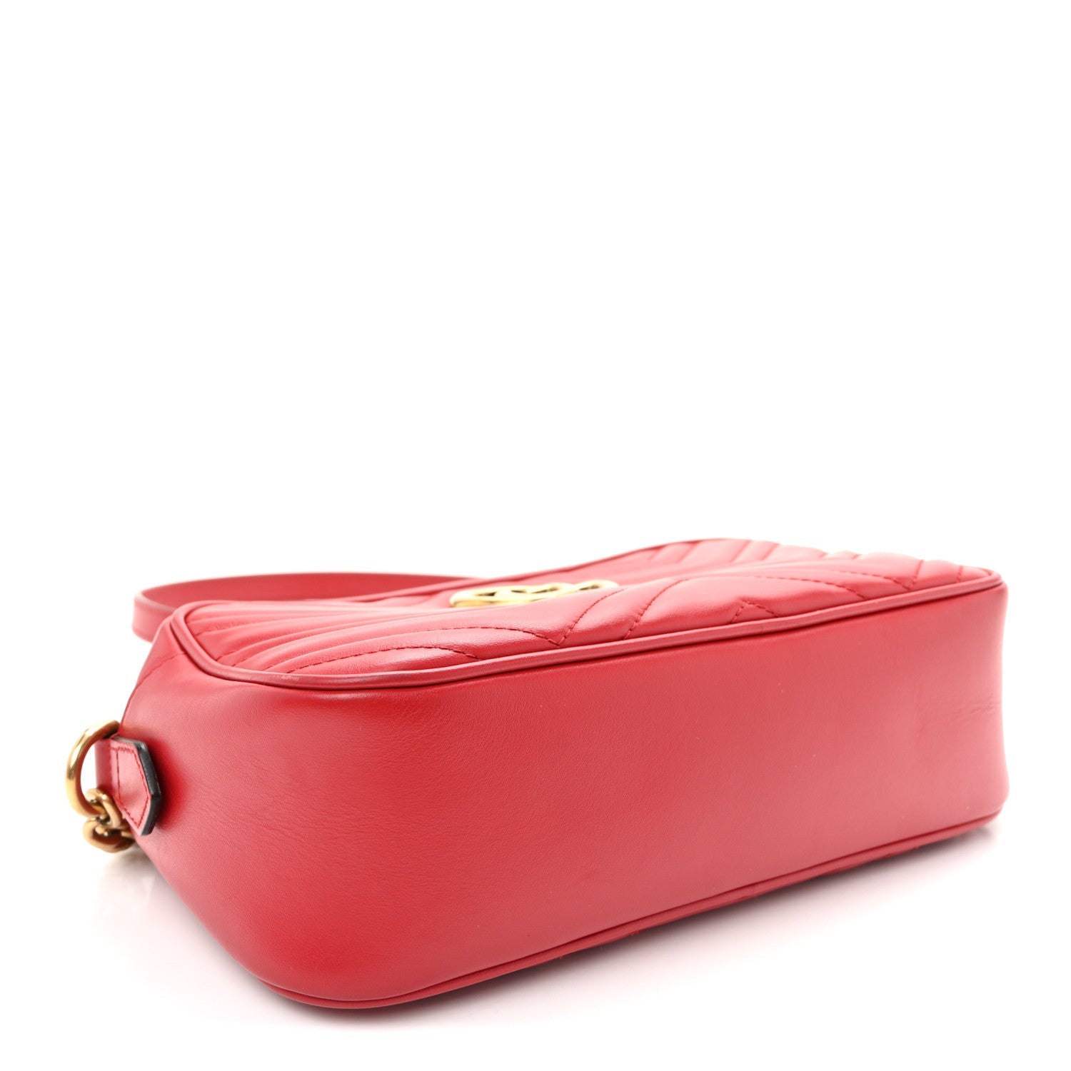 Calfskin Matelasse Small GG Marmont Chain Shoulder Bag Hibiscus Red