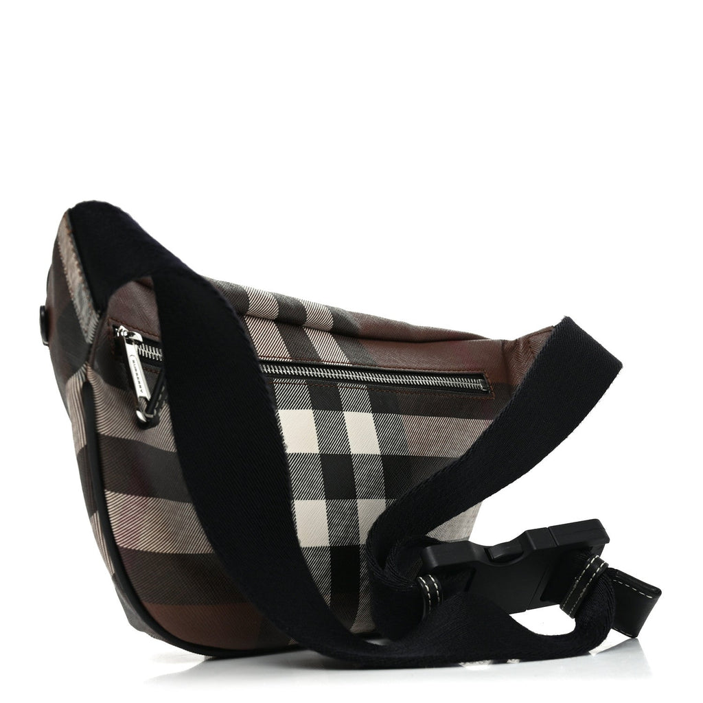 E-canvas Check Bum Bag Dark Birch Brown