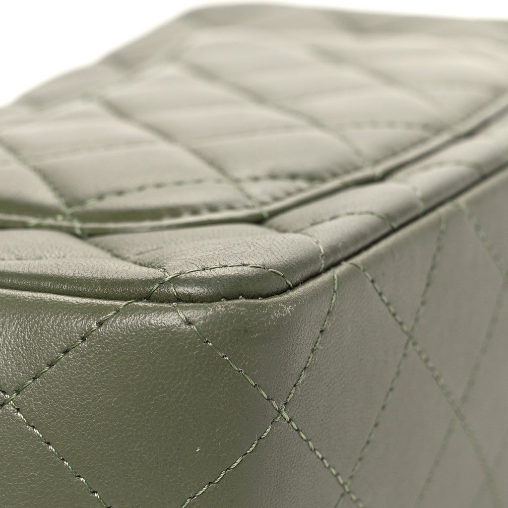 Lambskin Quilted Mini Rectangular Flap Green