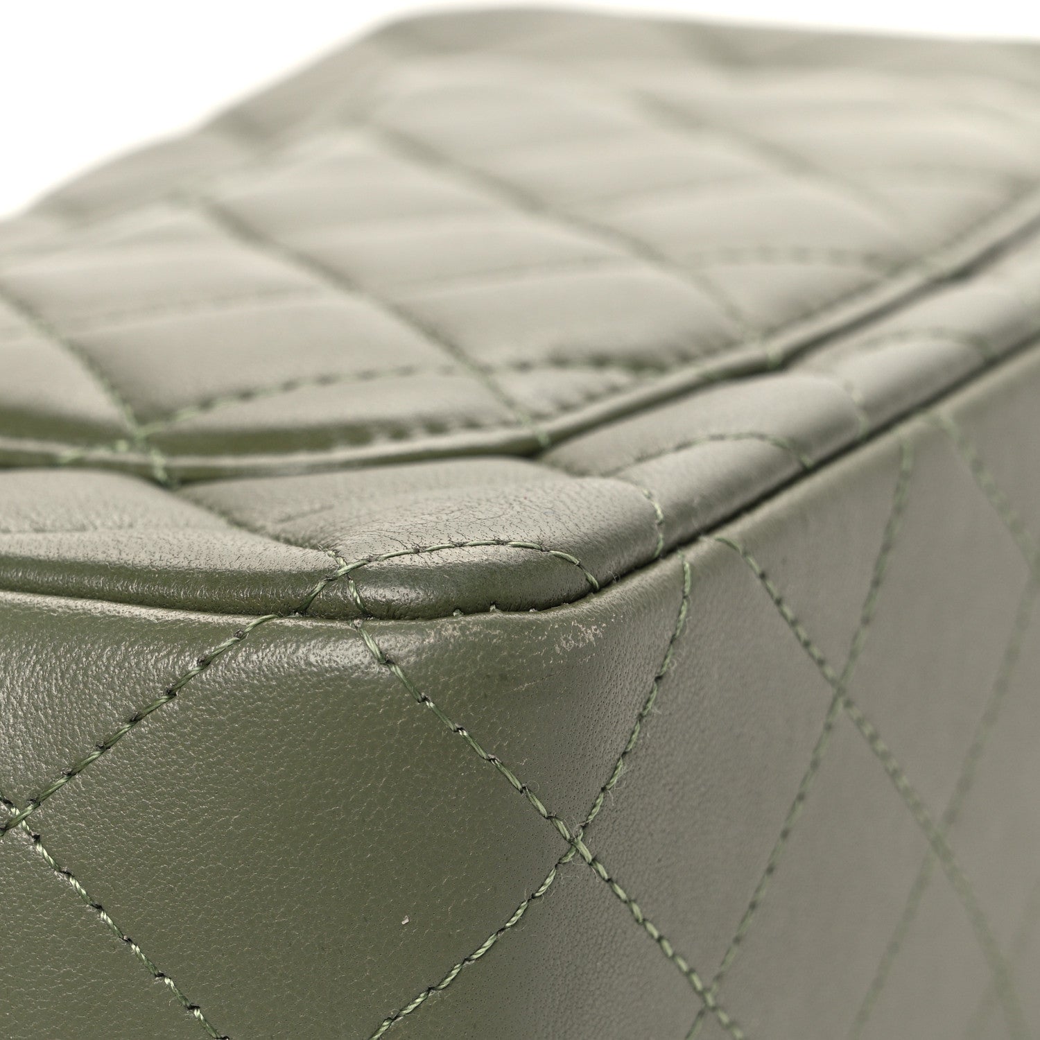 Lambskin Quilted Mini Rectangular Flap Green