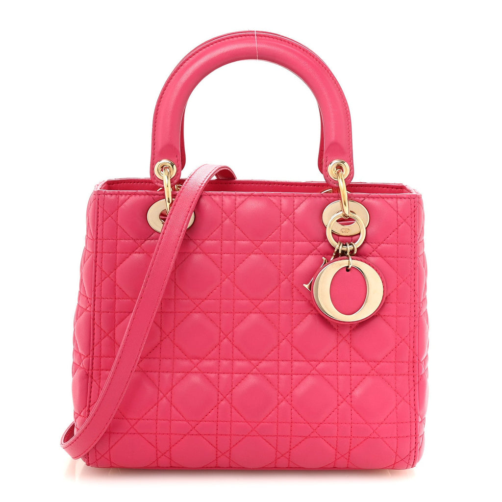 Lambskin Cannage Medium Lady Dior Pink