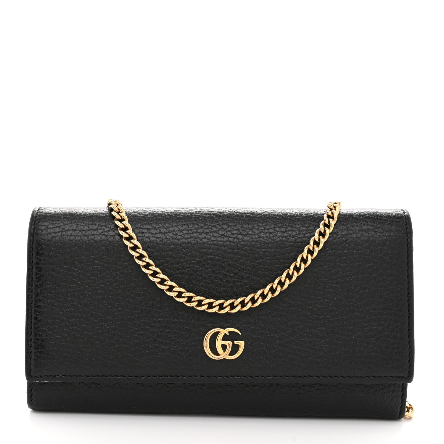 Dollar Calfskin Petite GG Marmont Wallet Chain Bag Black