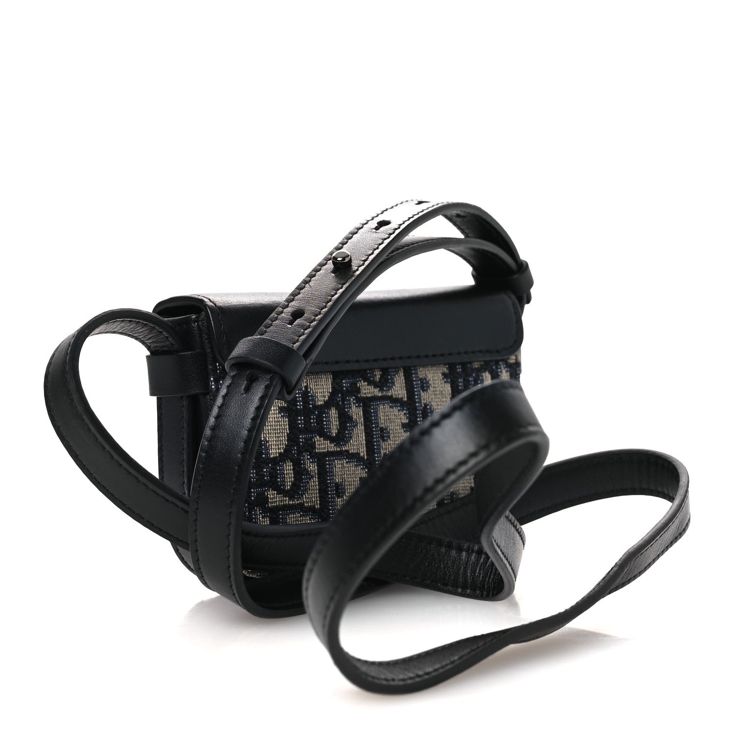 Oblique Smooth Calfskin Nano Pouch Beige Black