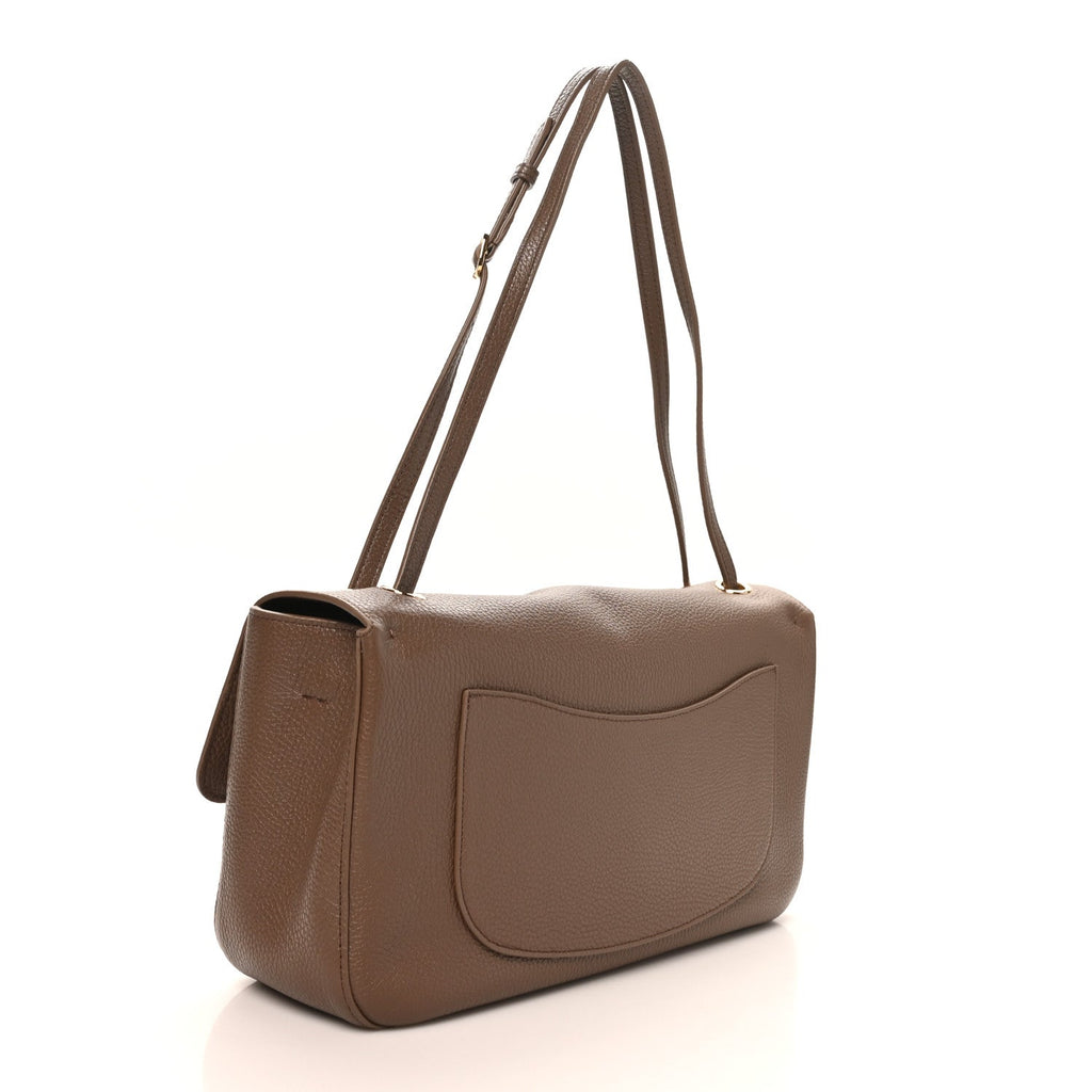 Grained Calfskin Small Souplissimo Maxi Flap Light Brown