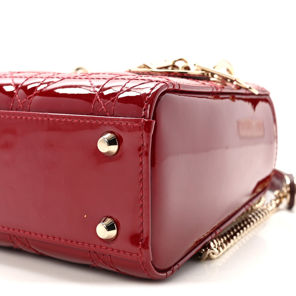 Patent Cannage Mini Lady Dior Red