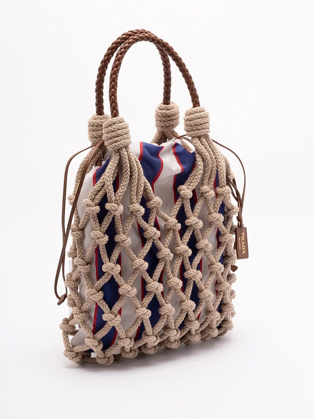 Prada Women ``Prada Noué` Cotton And Leather Handbag