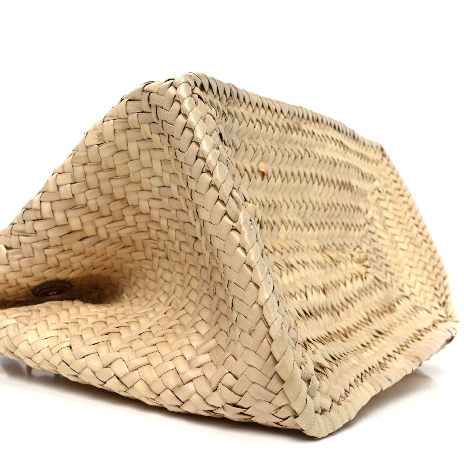 Raffia Braided Handle Tote Beige Cognac