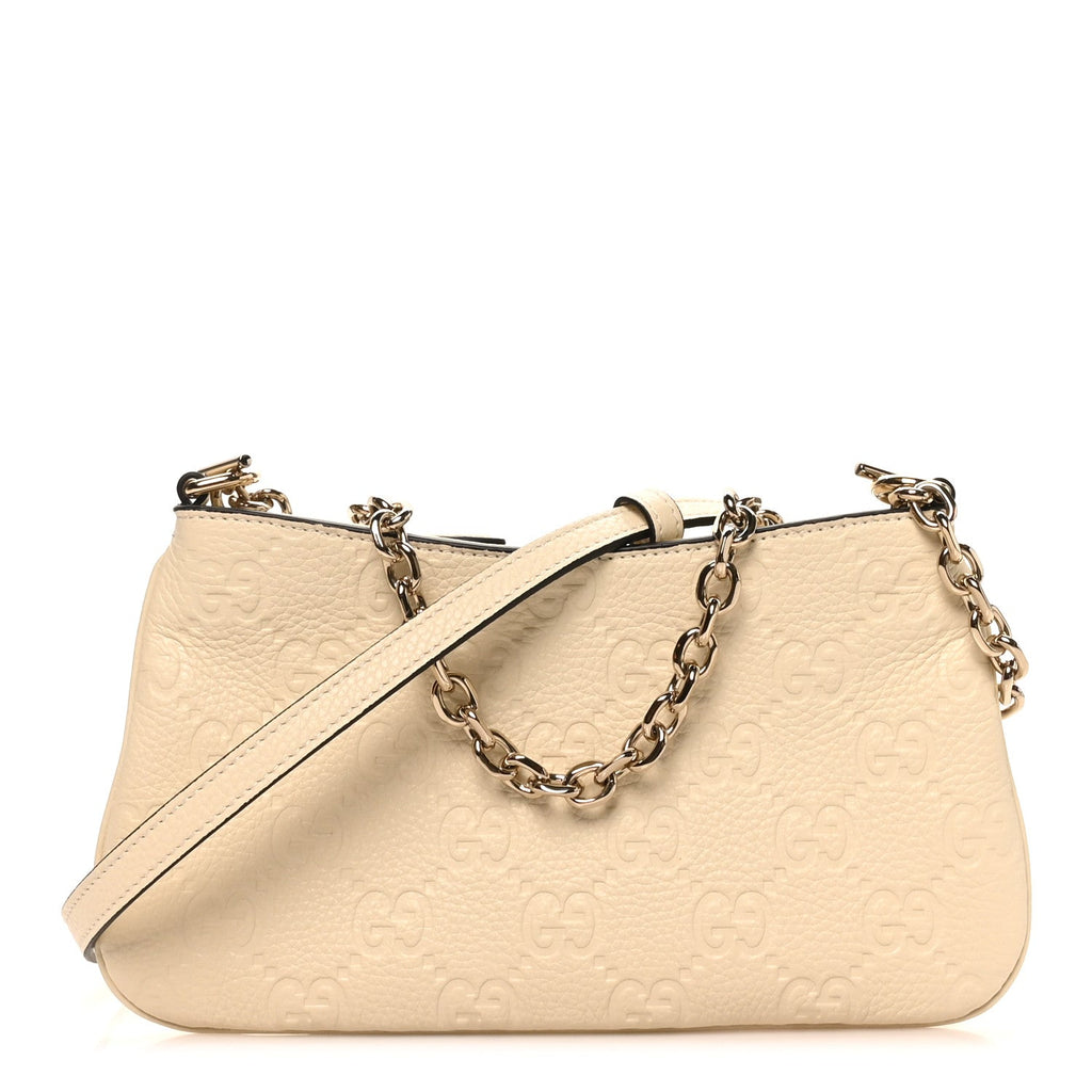 GG Grainy Calfskin Emblem Super Mini Shoulder Bag Ivory