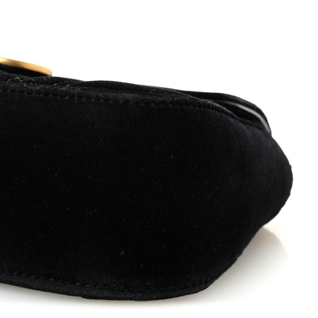 Velvet Matelasse Mini GG Marmont Shoulder Bag Black