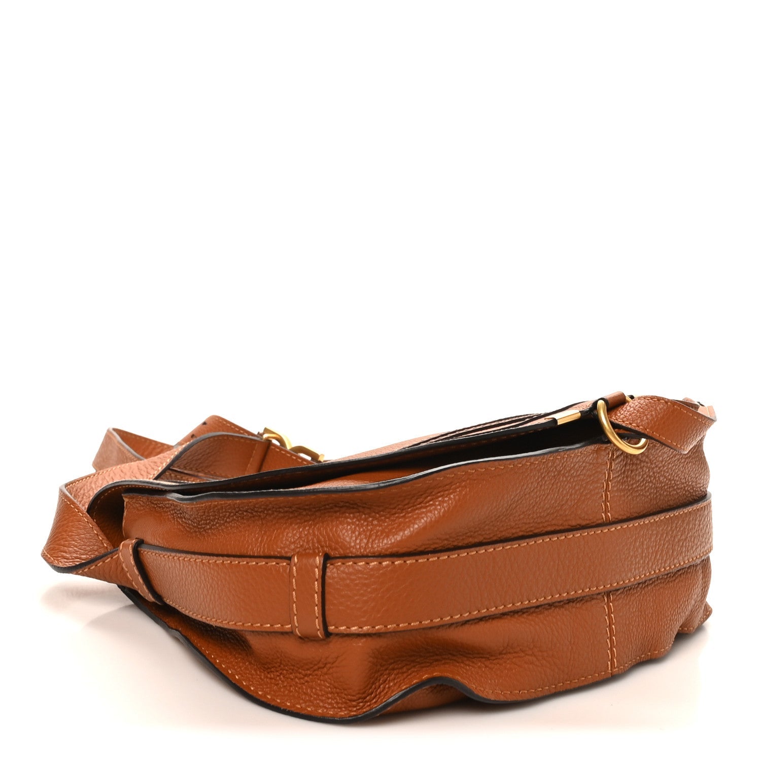 Grained Calfskin Medium Marcie Saddle Bag Tan