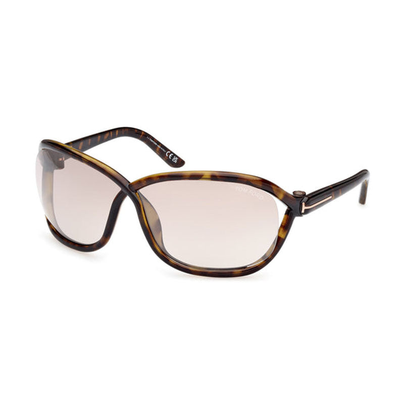 Tom Ford Sunglasses Geometric Full Rim, Shiny Black Frame and Violet Gradient Mirror Lens FT106901Z