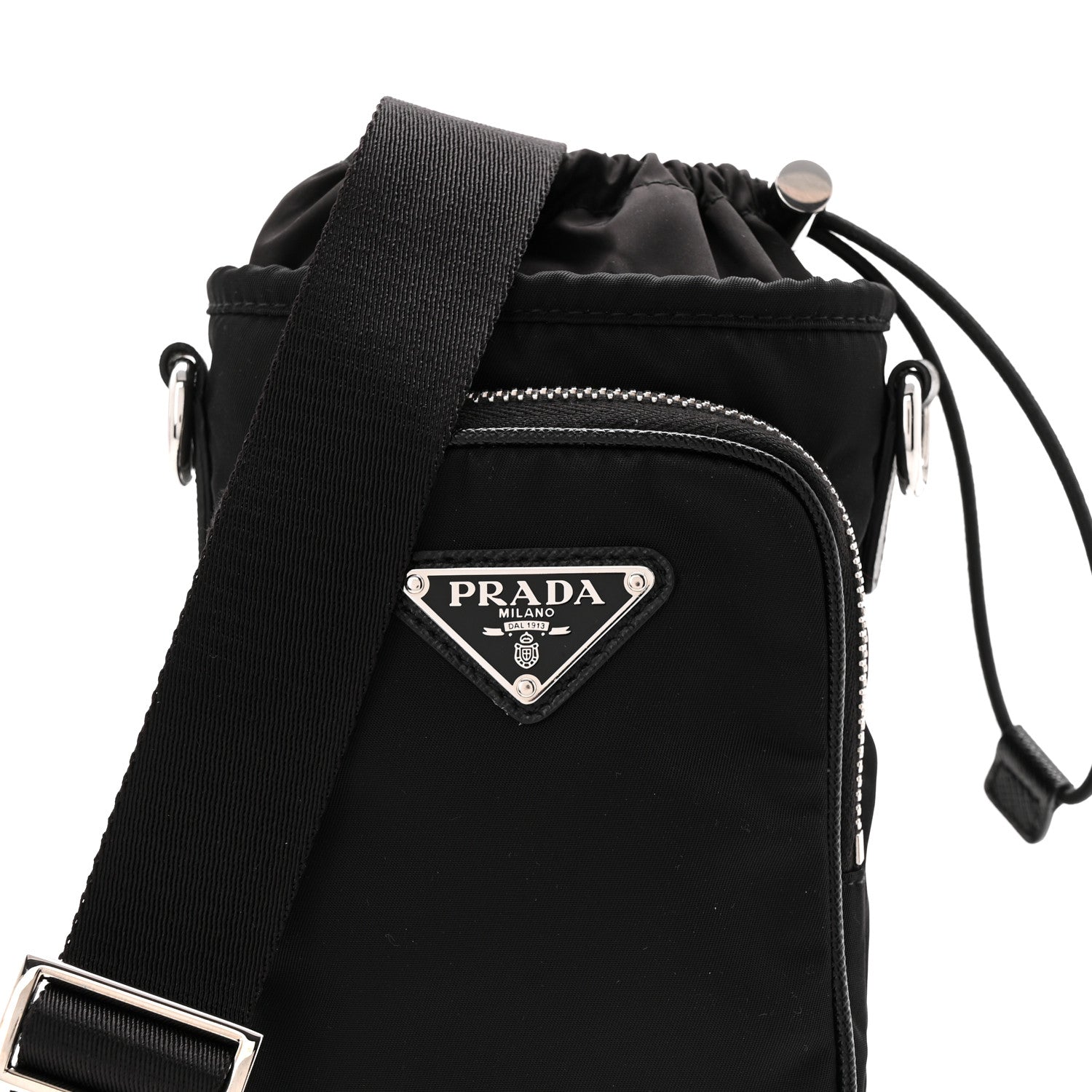 Tessuto Nylon Saffiano Phone Case Crossbody Black