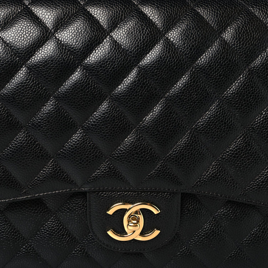 Caviar Quilted Maxi Double Flap Black