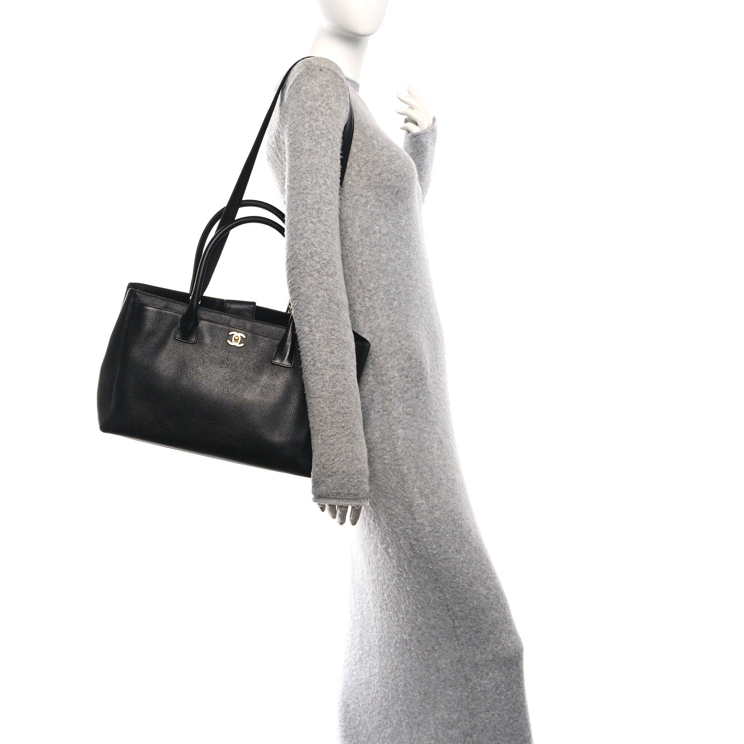 Calfskin Cerf Executive Shopper Tote Black