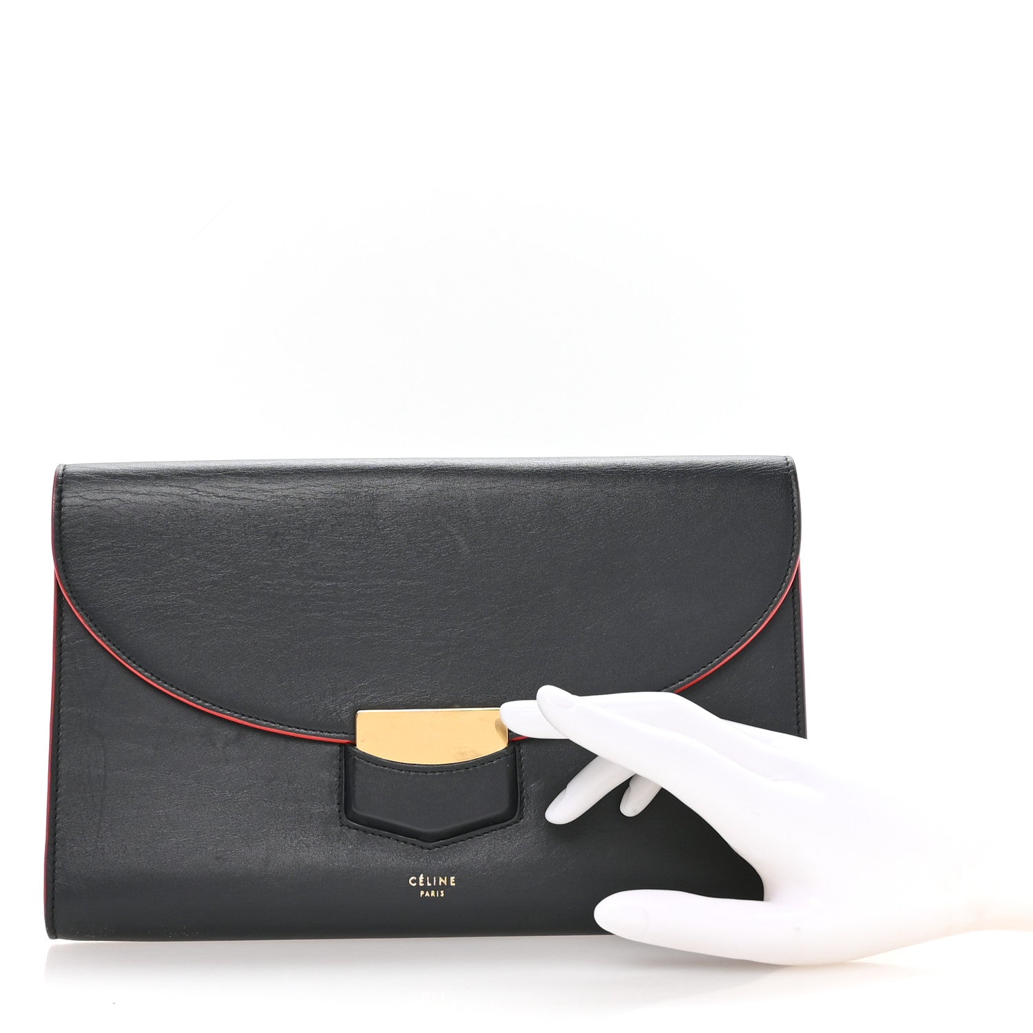 Smooth Calfskin Trotteur Clutch Navy Blue Red