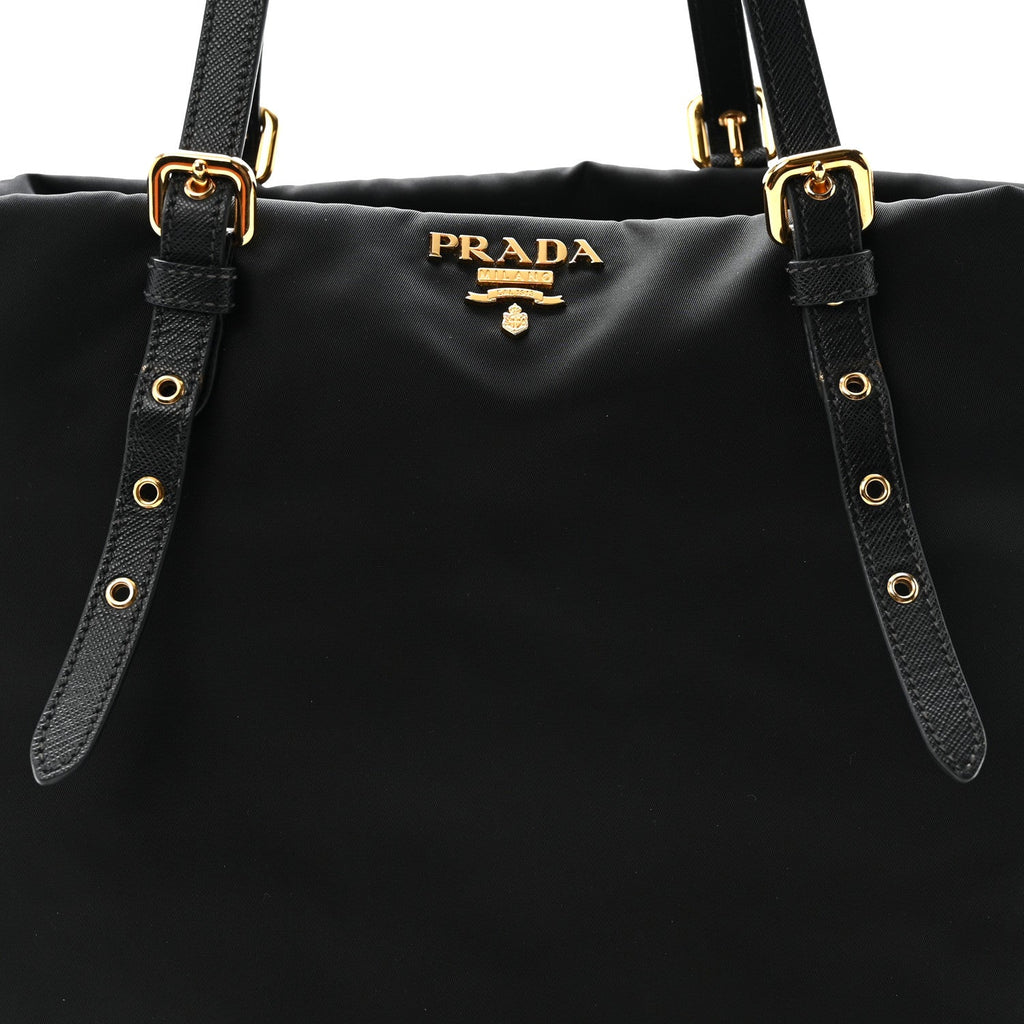 Tessuto Nylon Saffiano Tote Black