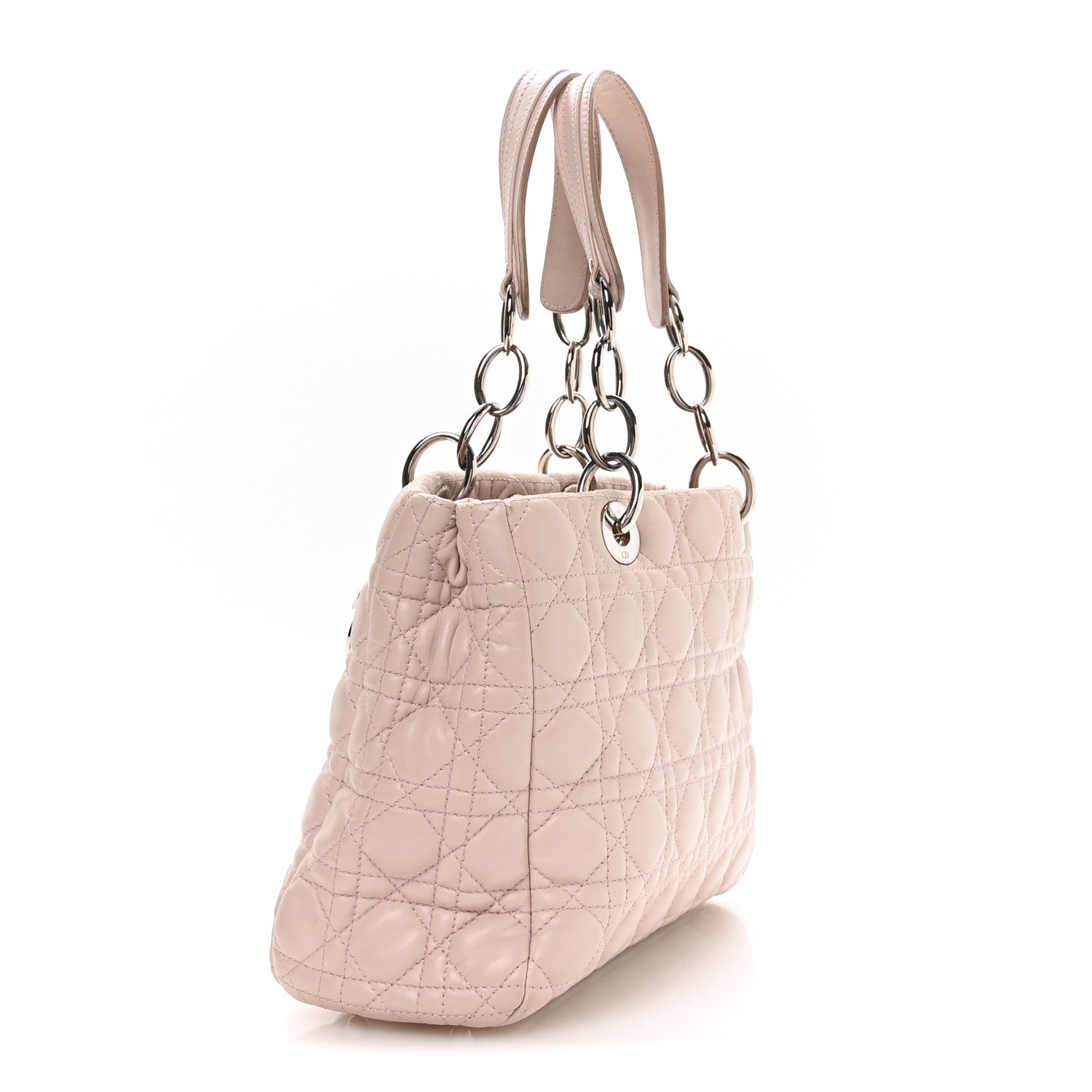 Lambskin Cannage Small Dior Soft Zipped Shopping Tote Light Pink