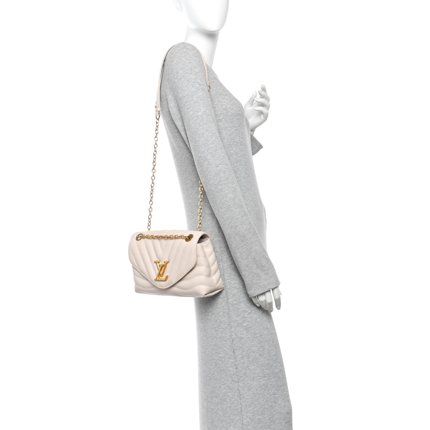 Calfskin LV New Wave Chain Bag GM Ivory