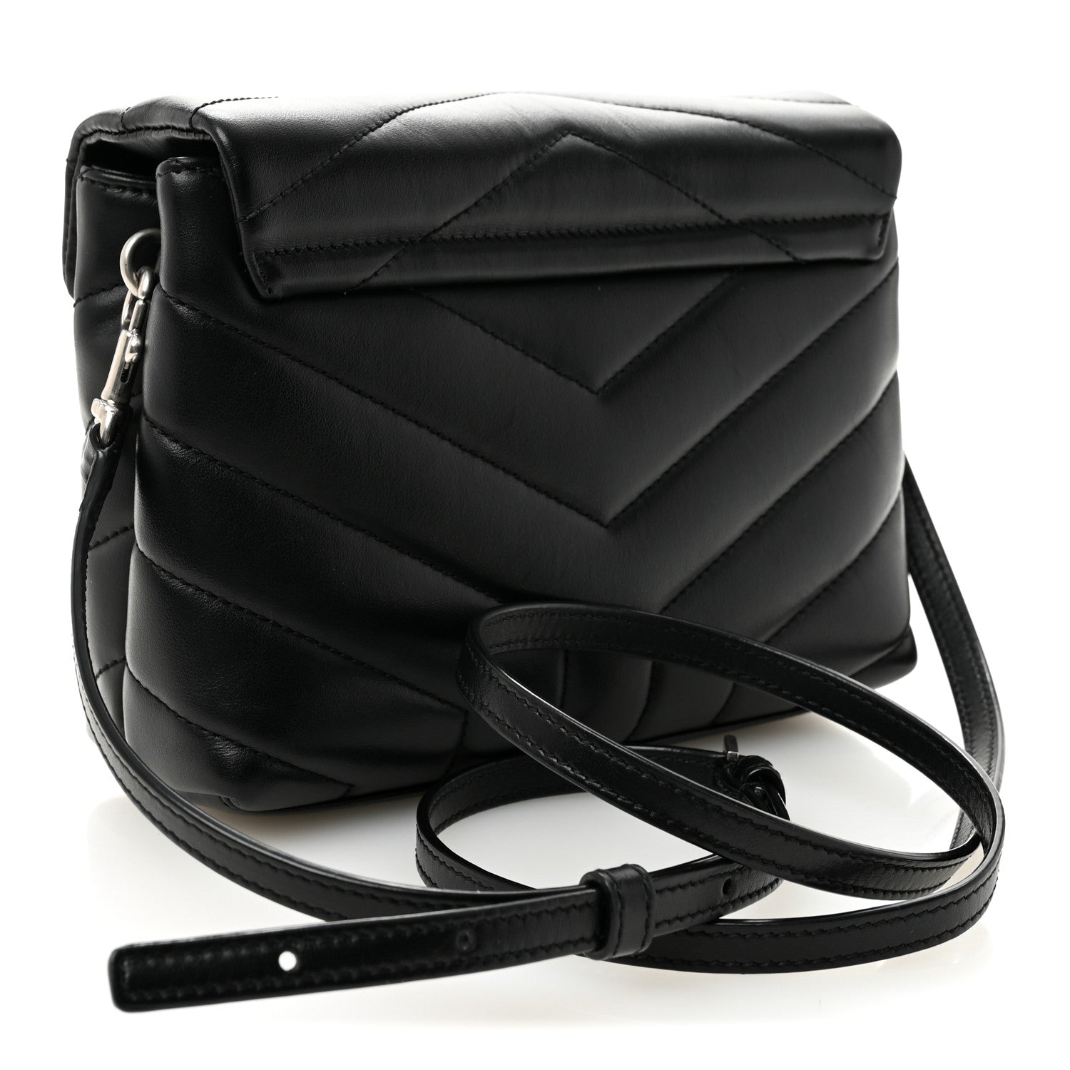 Calfskin Y Quilted Monogram Toy Loulou Crossbody Bag Black