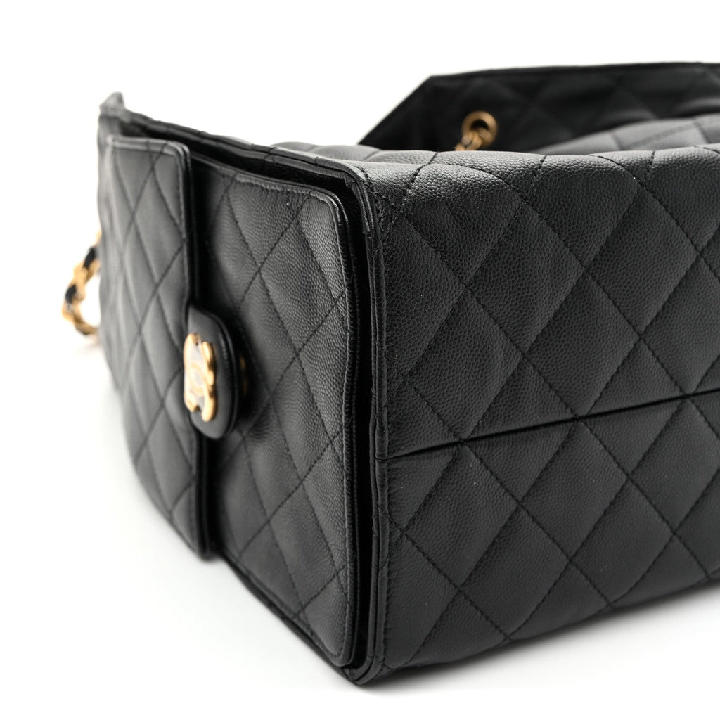 Caviar Quilted Medium Chanel 25 Handbag Black
