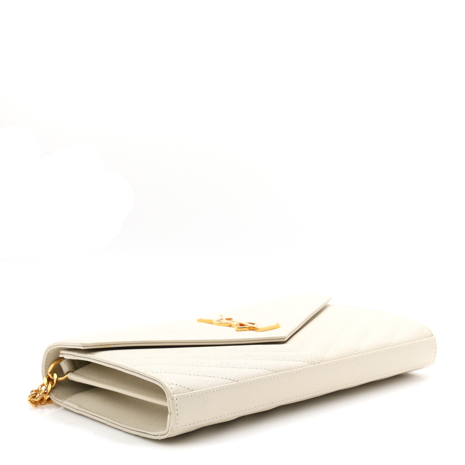 Grain De Poudre Matelasse Chevron Monogram Chain Wallet Crema Soft
