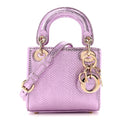Metallic Karung Micro Lady Dior Light Purple
