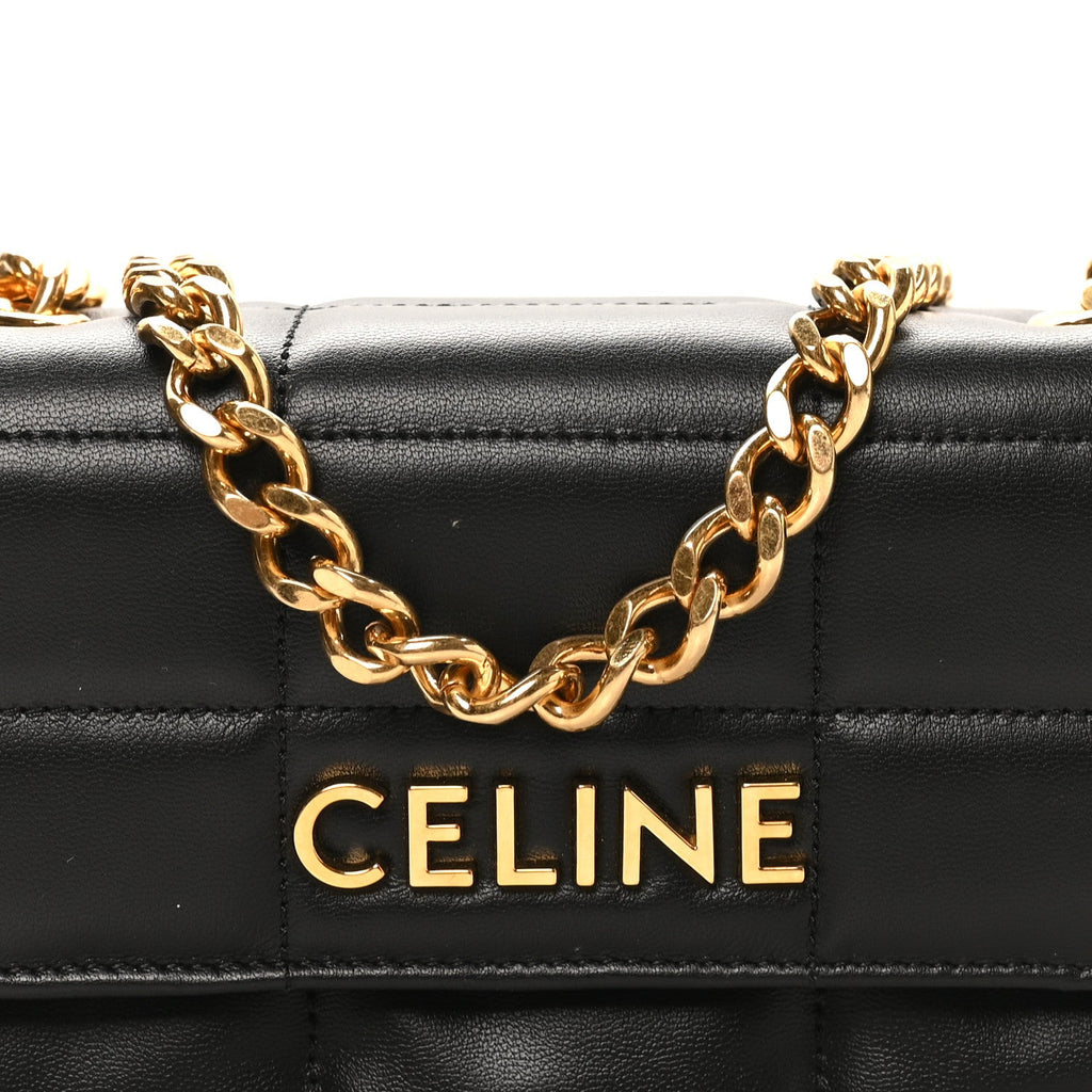 Goatskin Matelasse Mini Chain Shoulder Bag  Black
