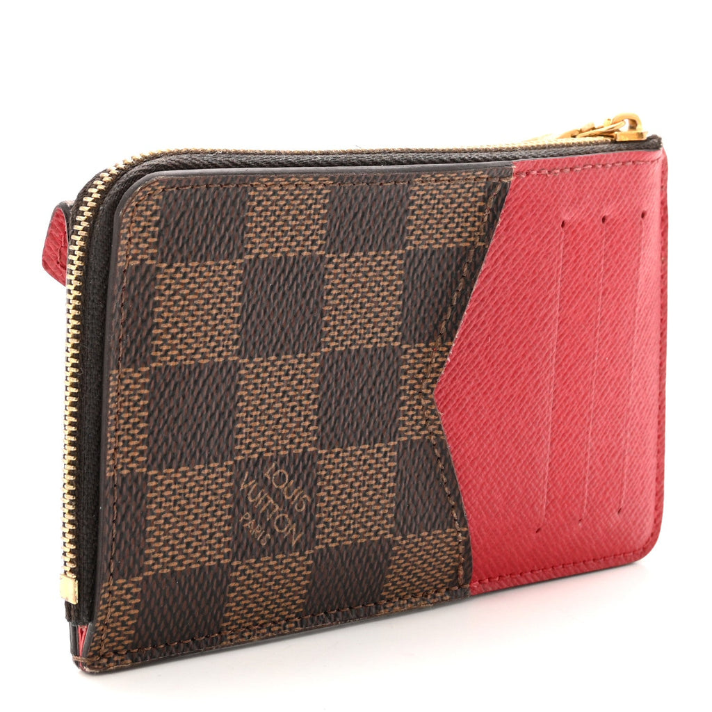 Damier Ebene Recto Verso Card Holder Red
