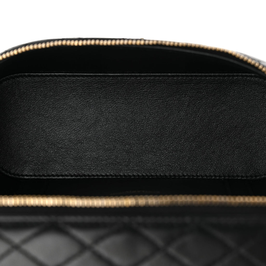 Lambskin Quilted Mini Gaby Vanity Case Black