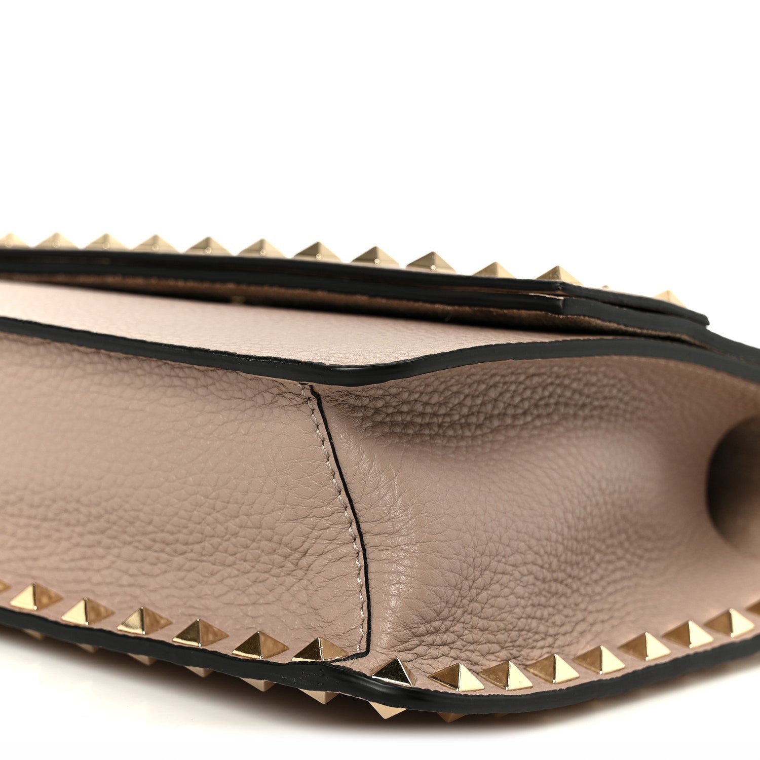 Pebbled Calfskin Rockstud Side Slip Crossbody  Poudre