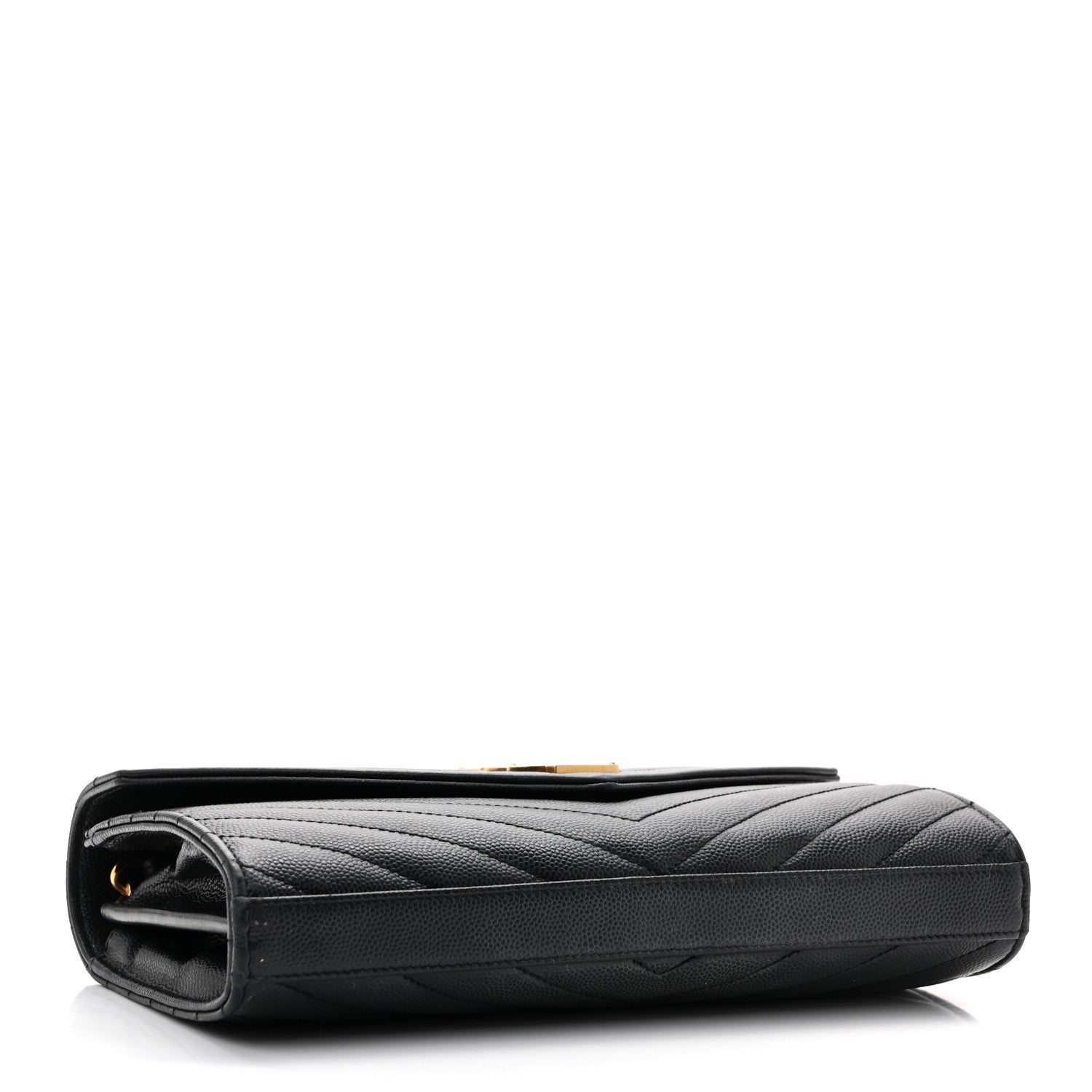 Grain De Poudre Matelasse Chevron Monogram Chain Wallet Black