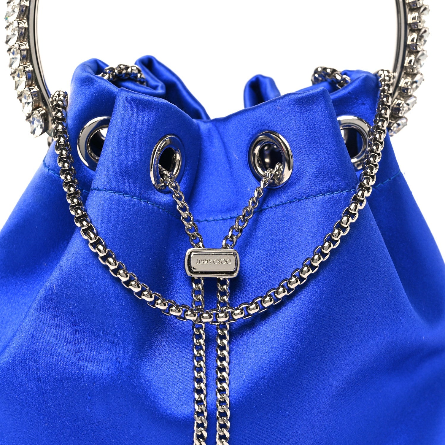 Satin Crystal Embellished Bon Bon Bag Blue