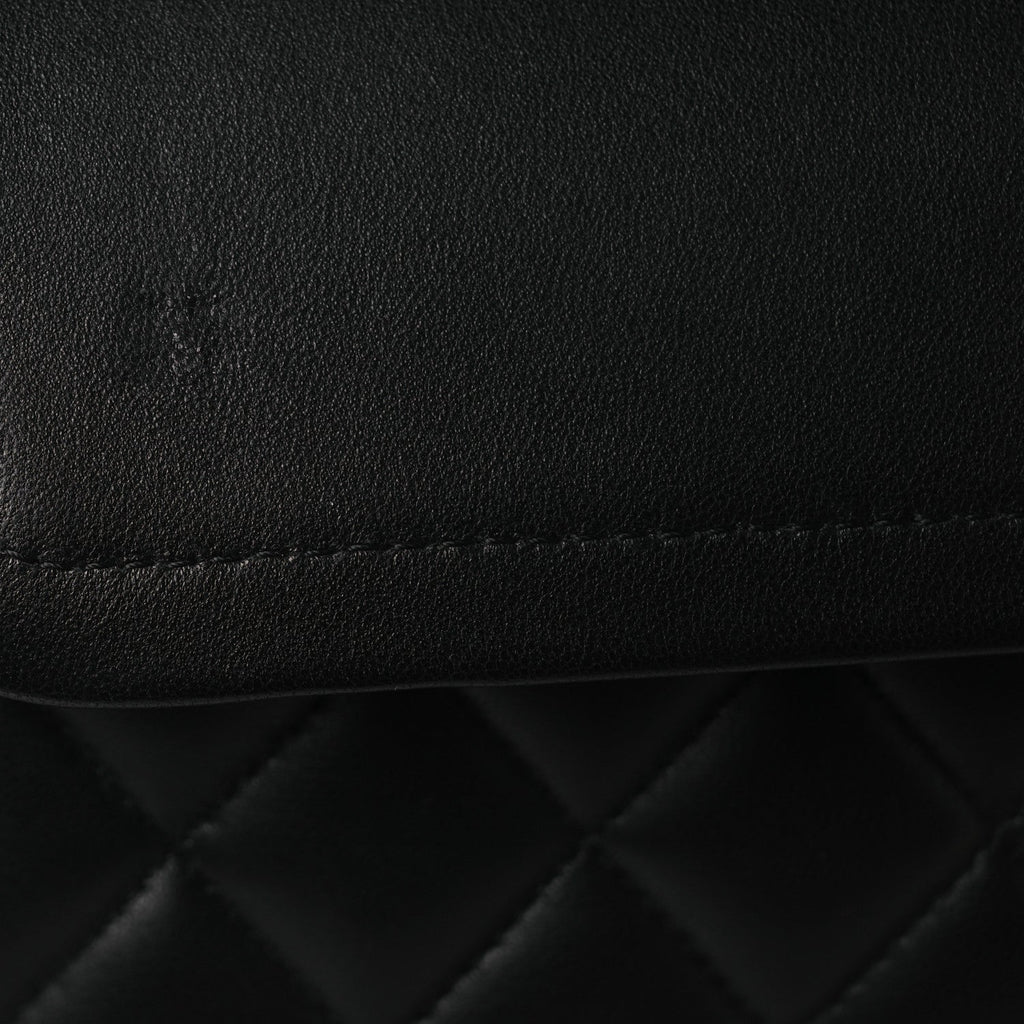 Lambskin Quilted Medium Double Flap Black