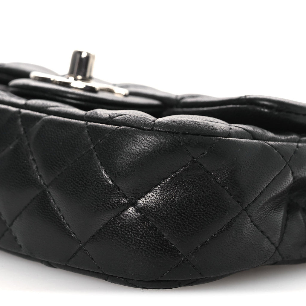 Lambskin Quilted Double Mini Flap Crossbody Black