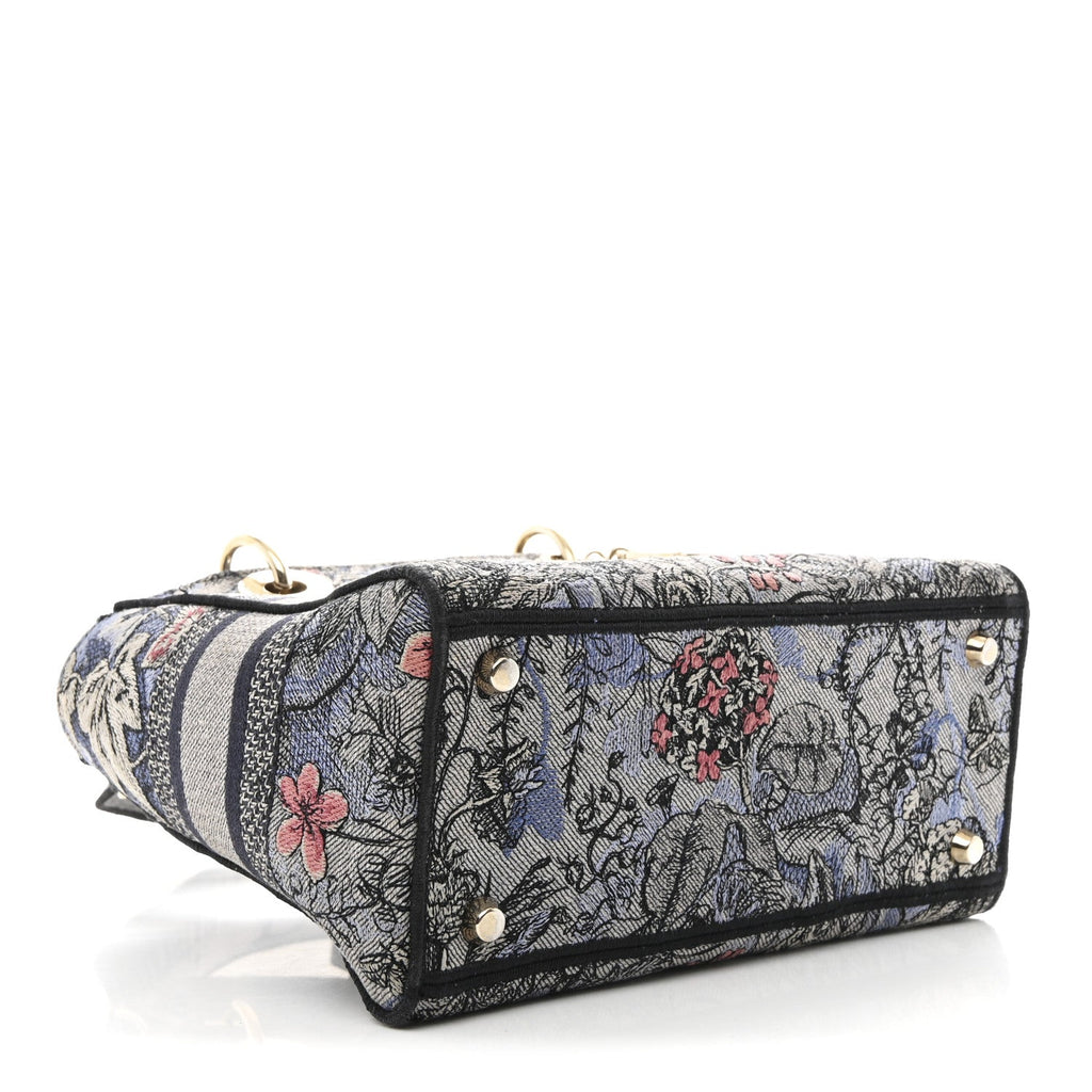 Canvas Embroidered Jardin Magique Medium Lady D-Lite Denim Multicolor