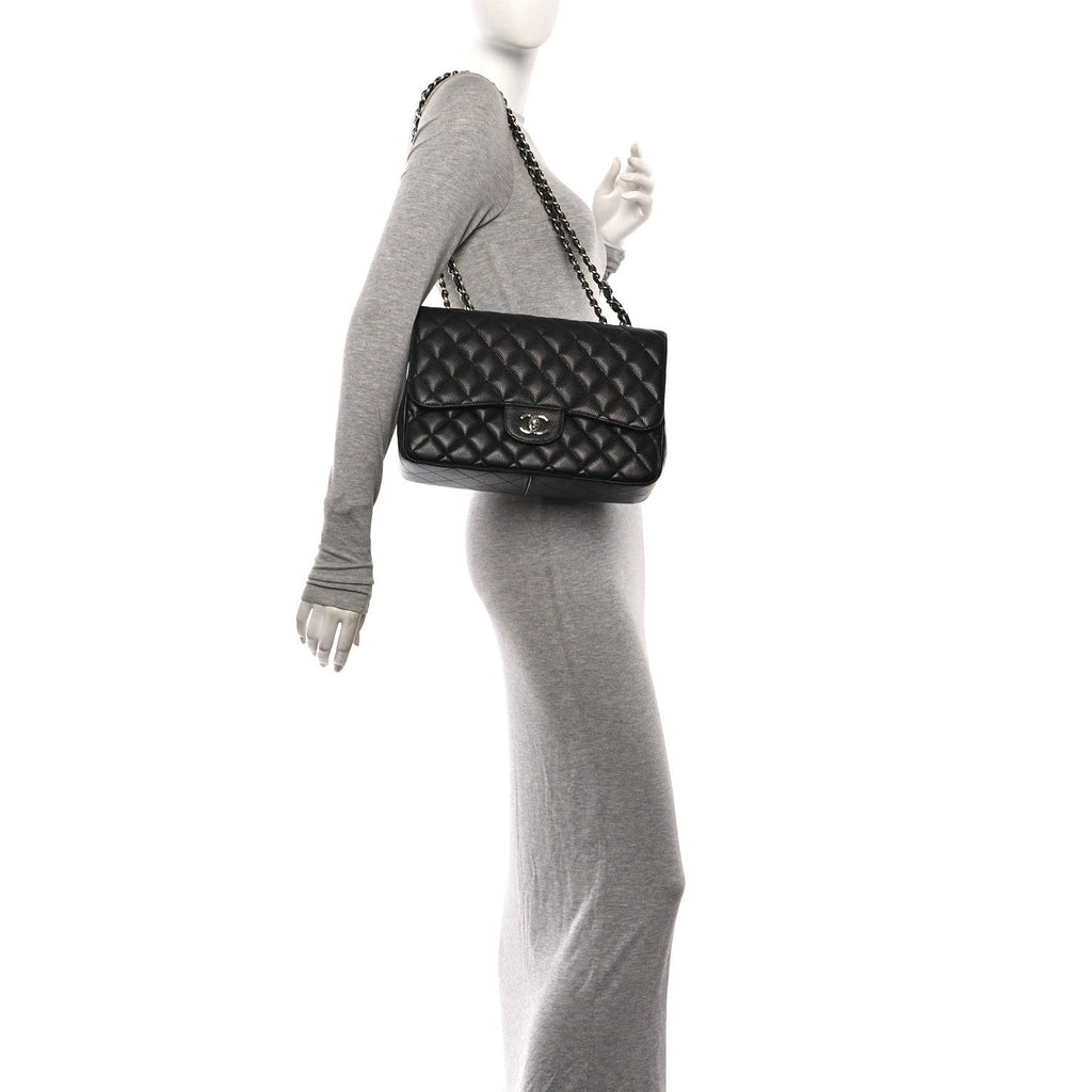 Caviar Quilted Jumbo Single Flap Black