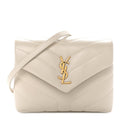 Calfskin Y Quilted Monogram Toy Loulou Crossbody Bag Blanc Vintage