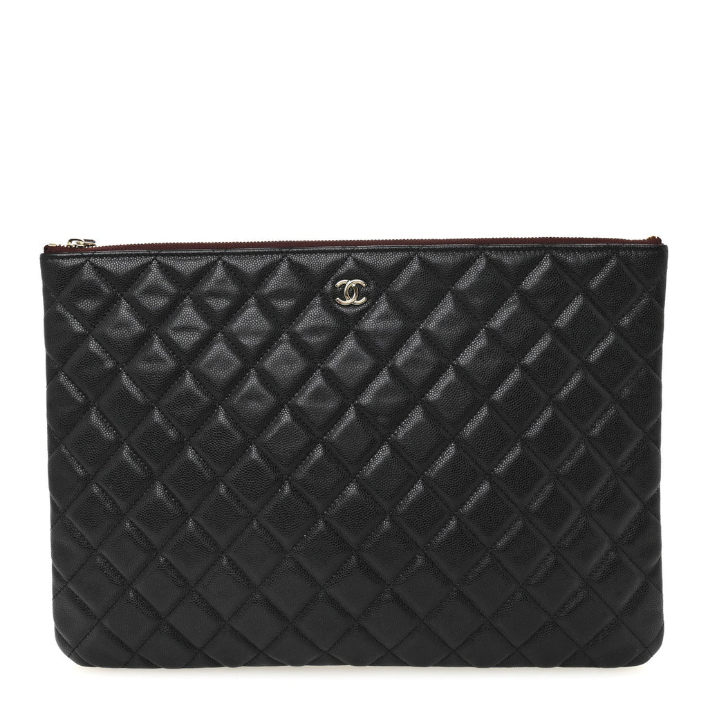 Caviar Quilted Large Cosmetic Case Black