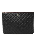 Caviar Quilted Large Cosmetic Case Black